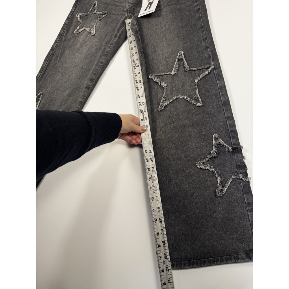 Womens Jeans Black Baggy Wide Leg Distressed Wash Star NWT Size 7/28 Y2K Grunge - Picture 14 of 16